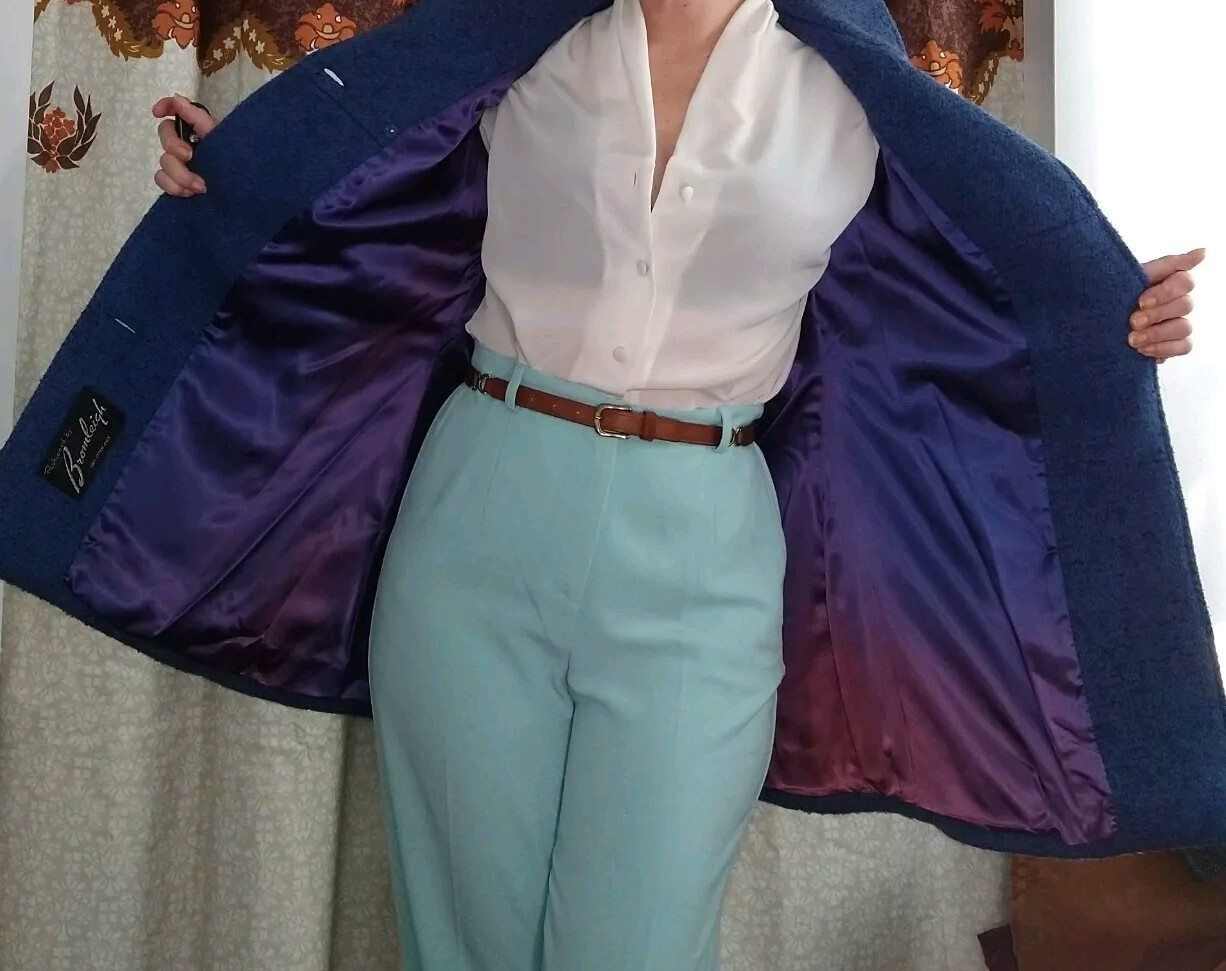 60s Vintage Bromley Blue Deadstock Wool Winter Coat Lined & Nwt