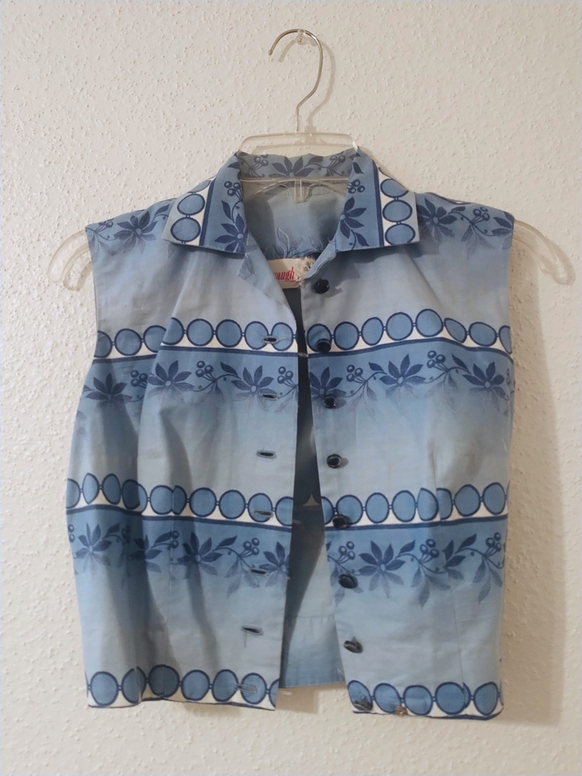 Vintage 1950s Vicky Vaughn Sundress and Shirt Set Blue Mid Century Full Skirt
