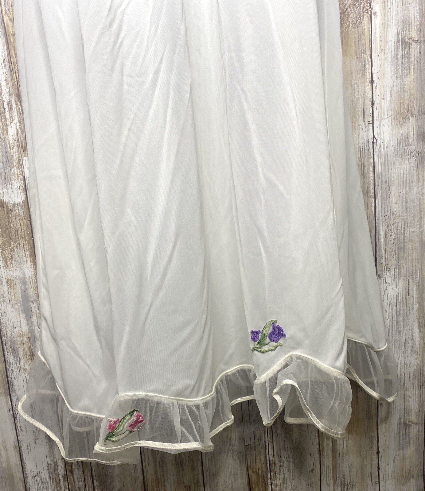 Vintage Carillon Women’s Nightgown Ivory Chiffon Floral Lace No Size