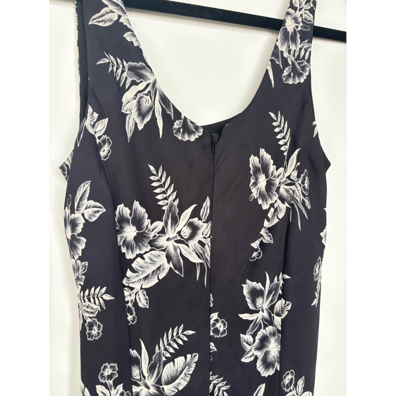 Y2K Silk Vintage Jones New York Signature Black & White Floral Midi Dress L