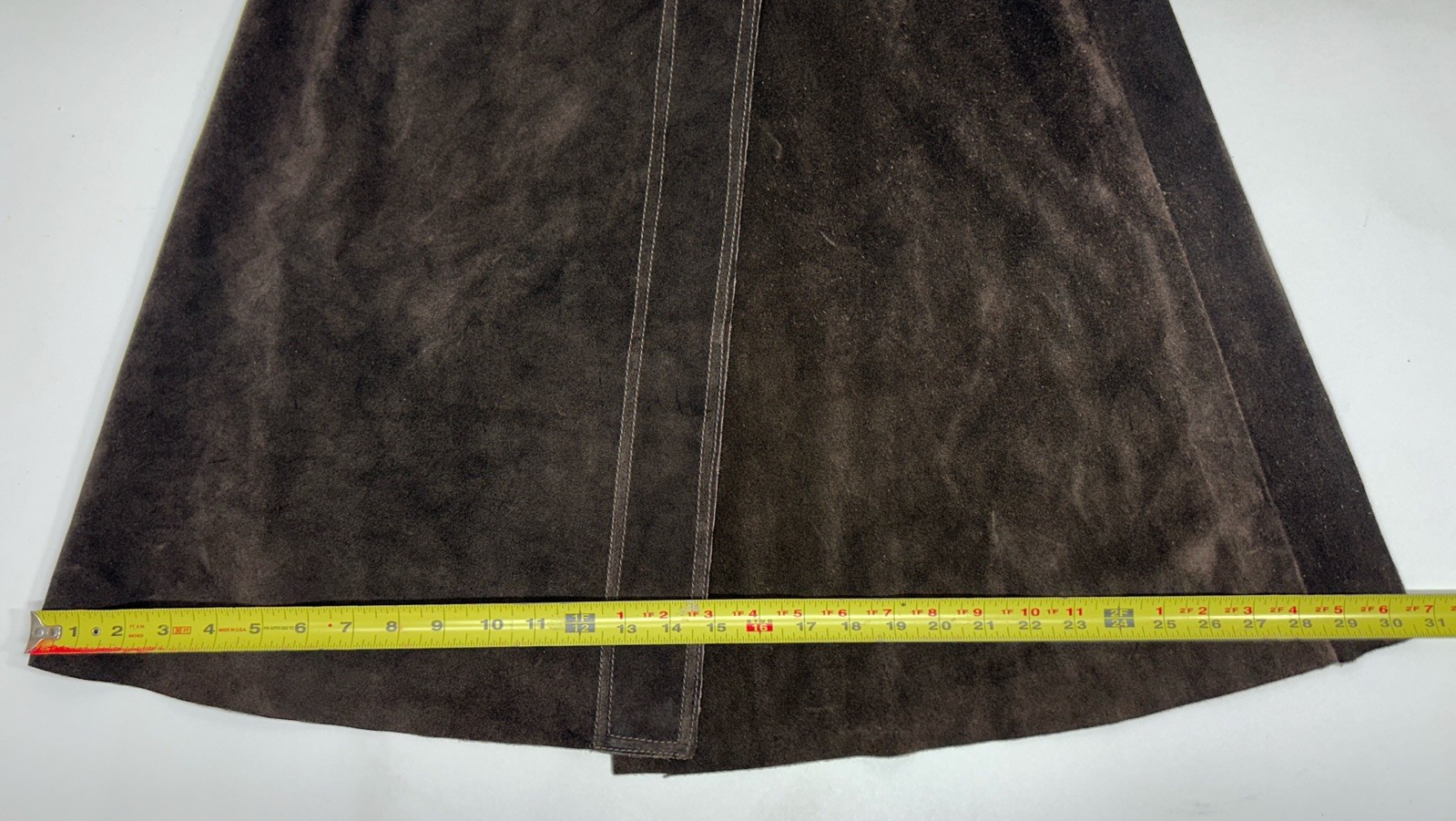 Vintage Genuine Leather Skirt Brown Western Made For Lazarus Size L