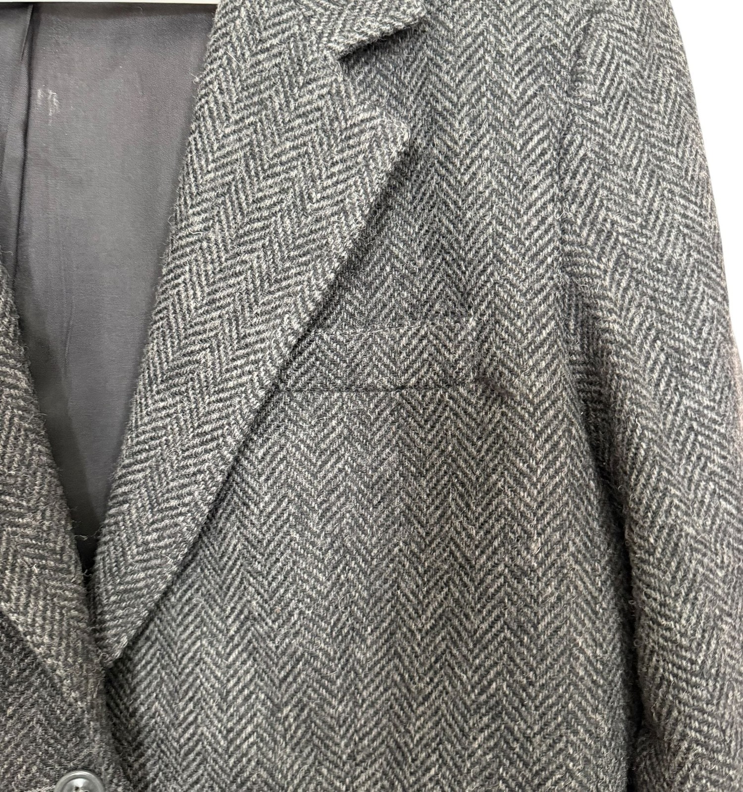 Vintage Barclay Square Gray Herringbone Wool Blend Skirt Suit Set 12 Academia