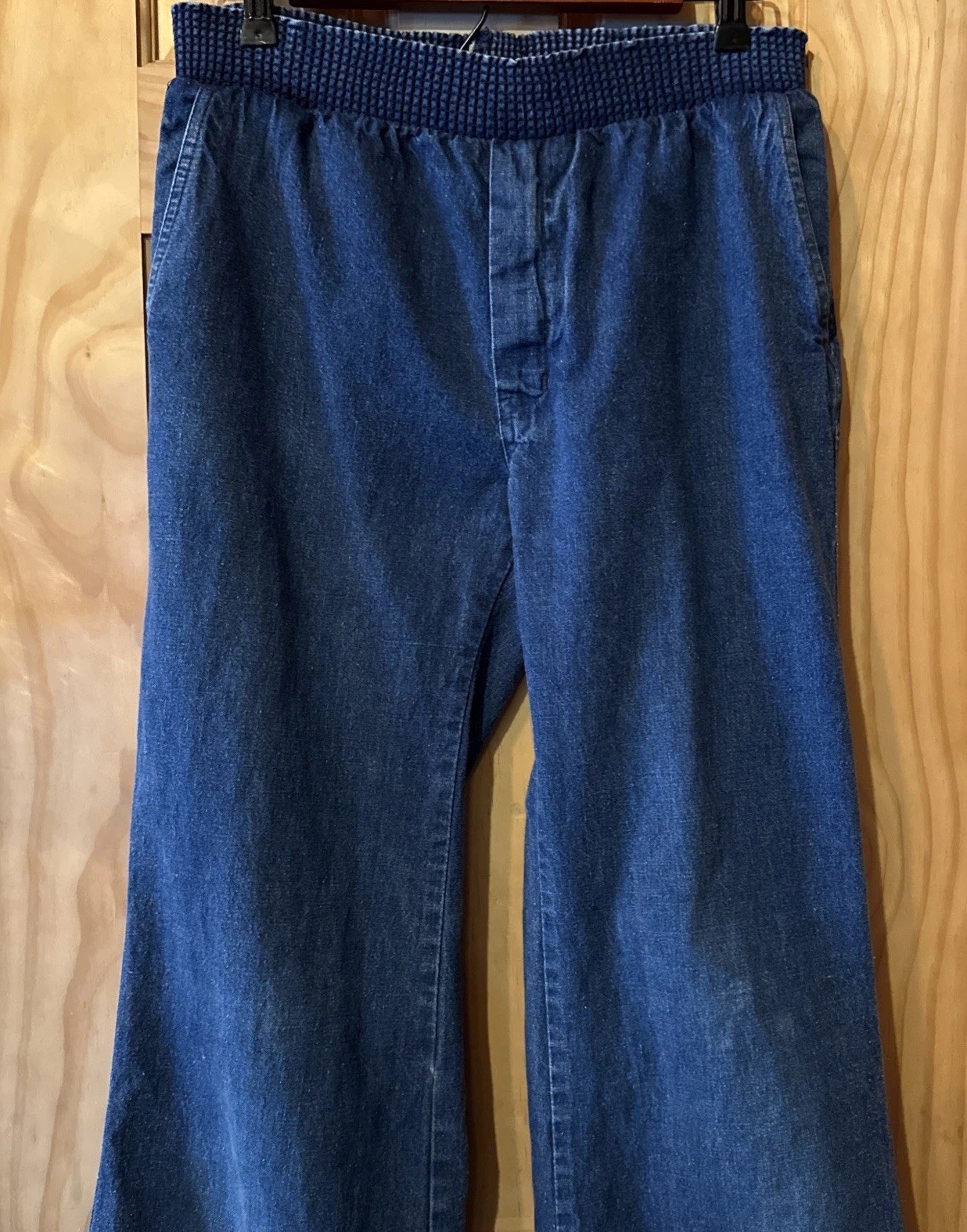 Vtg 70s MALE Flare Leg 12” Wide Bell Bottom Hip Hugger Denim Jeans Pants 29/34”