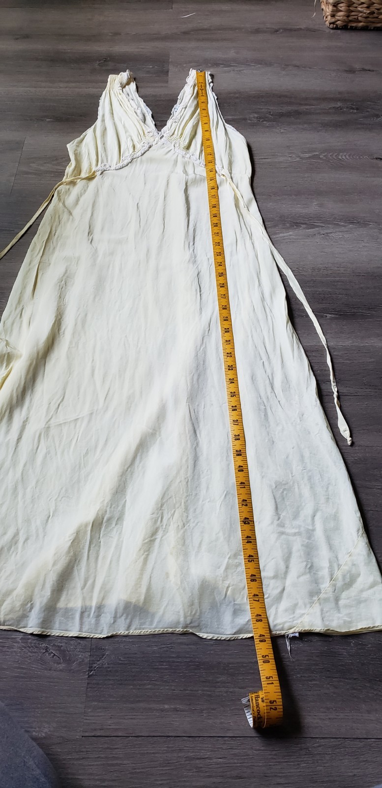 VTG 40s Ms Leonora Yellow Bias Cut Gown Sz XS/S? Art Deco STAINS DAMAGE READ