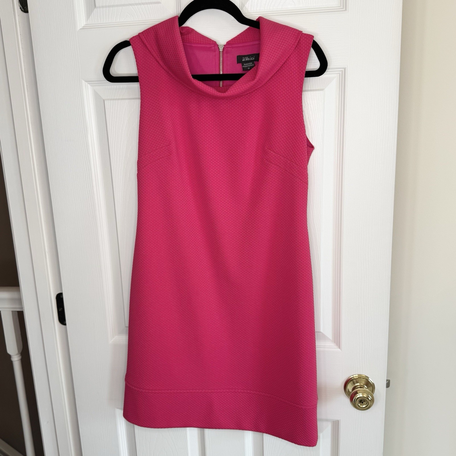 Vintage Pure Amici Cowl Neck Jackie O 60s Retro Hot Pink Barbie Dress Medium