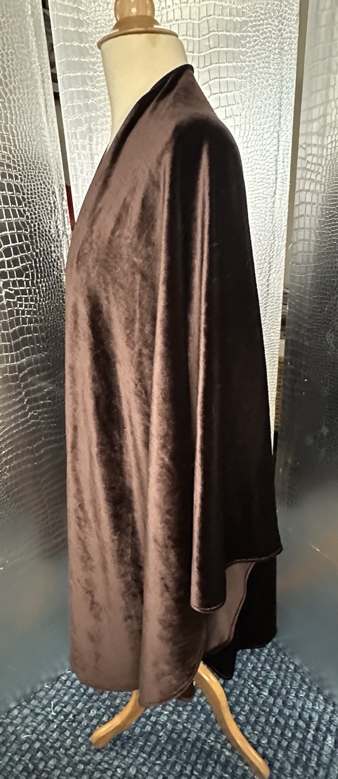 A Brod Vintage Chocolate Brown Velvety Cape
