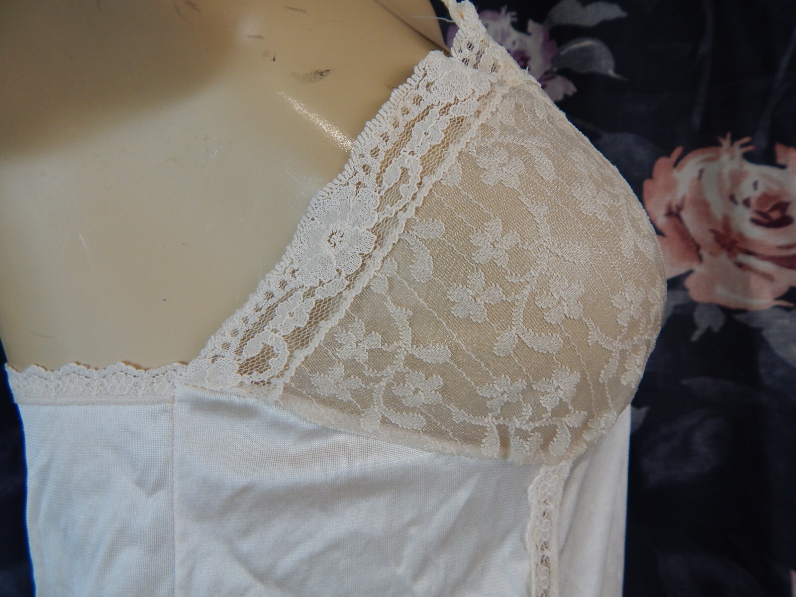 Vintage Radcliff Ivory Satin & Lace Intimate Teddy Bodysuit 100% Nylon Medium