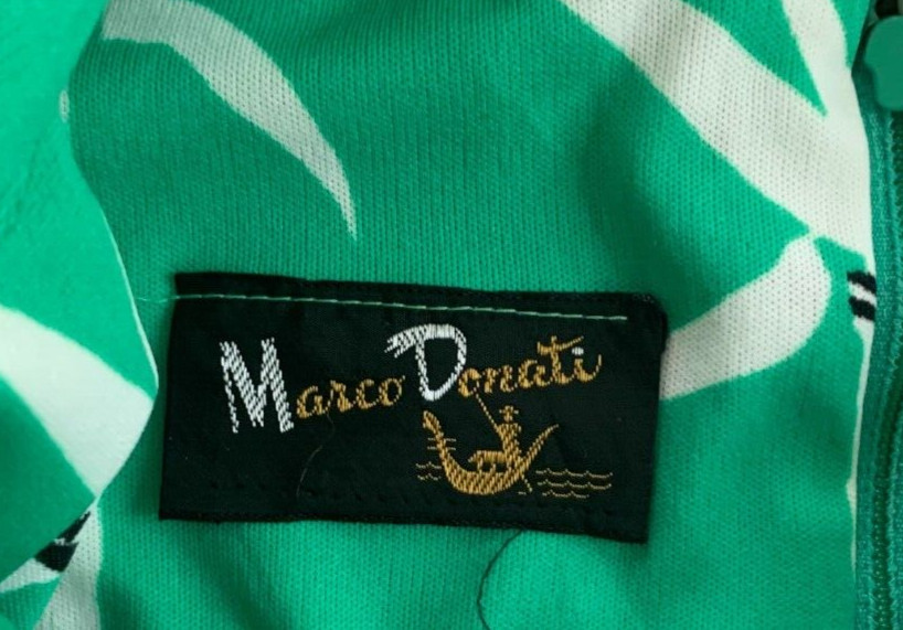 Vintage Marco Donati Green Floral Knit Top W/Belt Size 6/32″ Chest