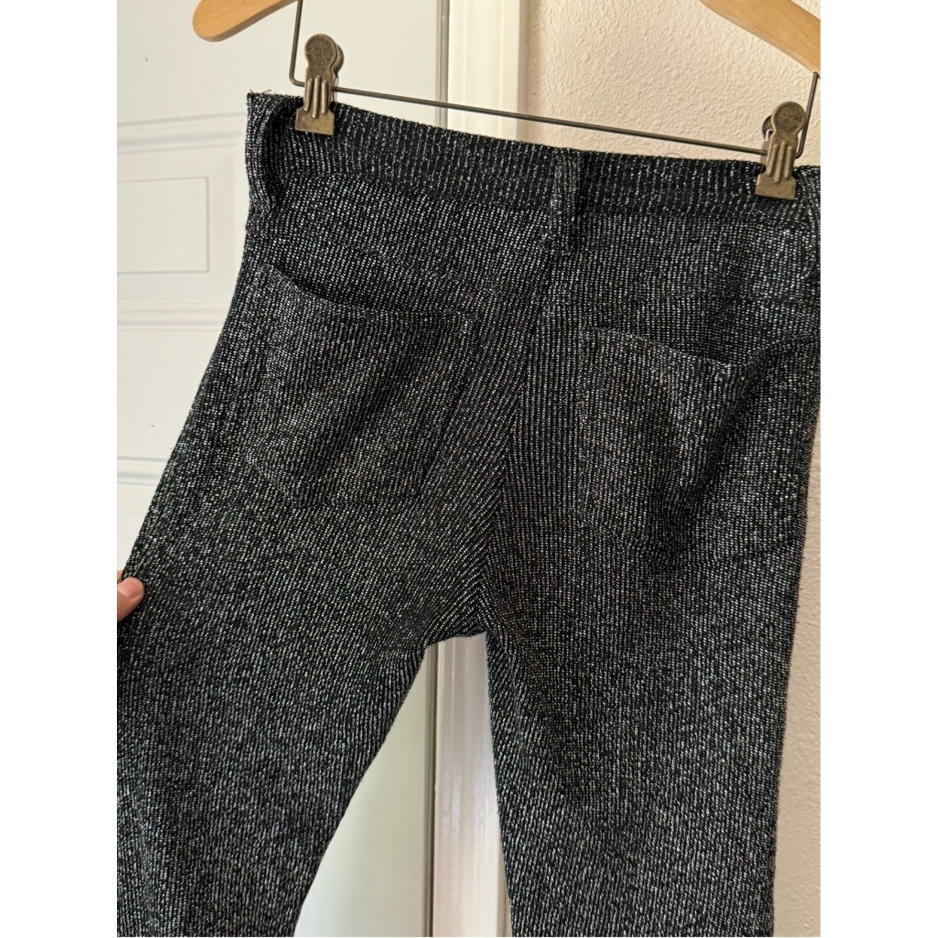 LIP SERVICE vintage black silver metallic lurex slim leg stretch knit pants