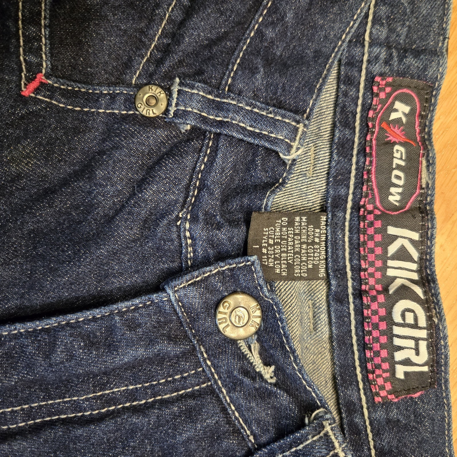 KIK GIRL Jeans Size 1 90s Y2K Rave Skater Grunge Cargo Wide Leg Vintage Denim