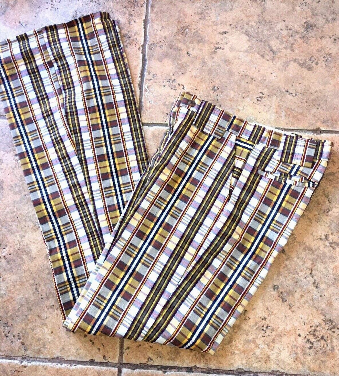 Plaid Pant DESIGNER WRIGHT Vintage Ultra Flare, Ultra High Waist 27in
