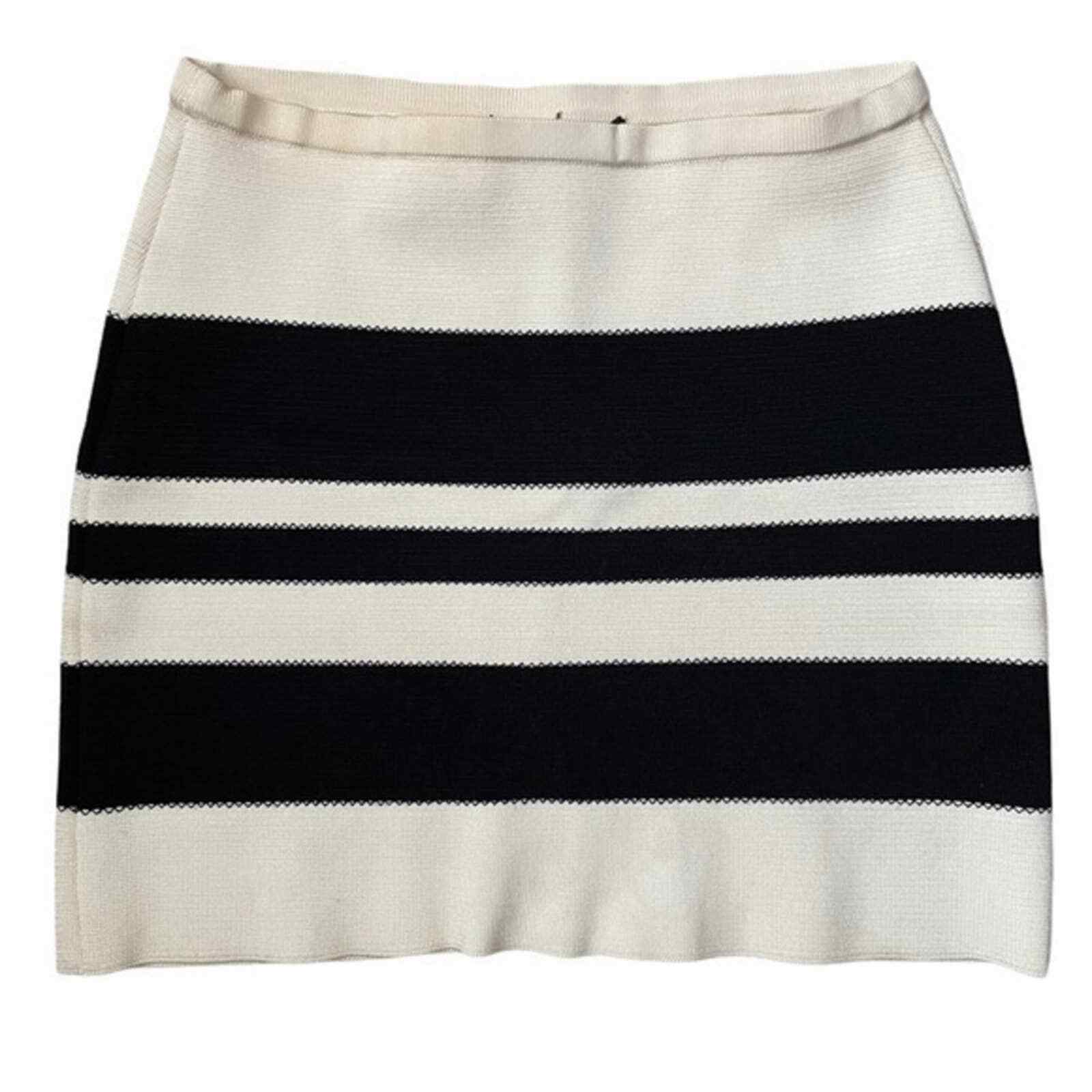 Gianfranco Ferre Vintage Cream White Black Striped Knit Mini Skirt IT38/4US
