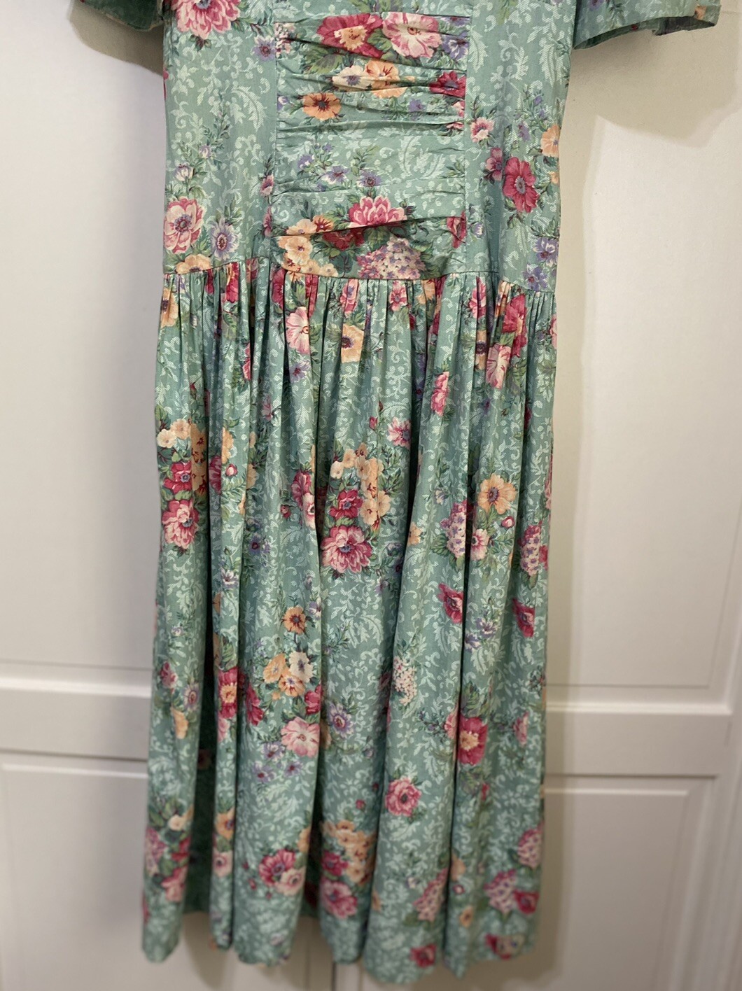 Vtg 90s Misty Lane Pastel Green Rose Garden Party Dress Cottagecore Size 5/6
