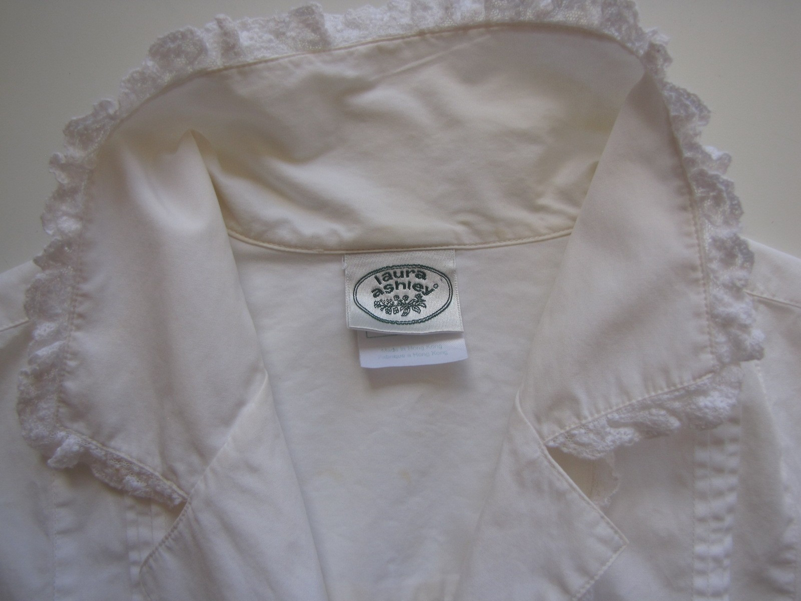 Vintage Late 1980s Laura Ashley White Cotton Victorian Style Blouse / Shirt