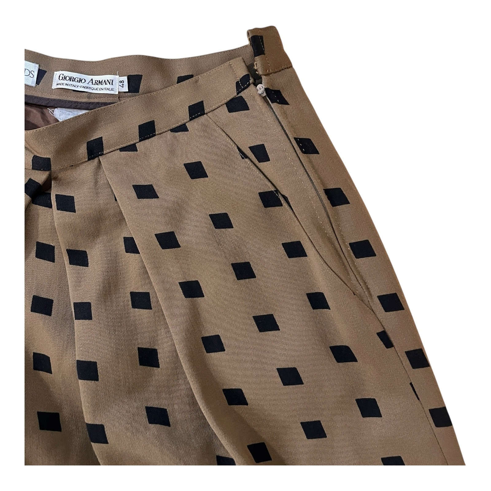 Giorgio Armani Vtg Wool Culottes Diamond Print Wide Leg Shorts IT 48 / Waist 30