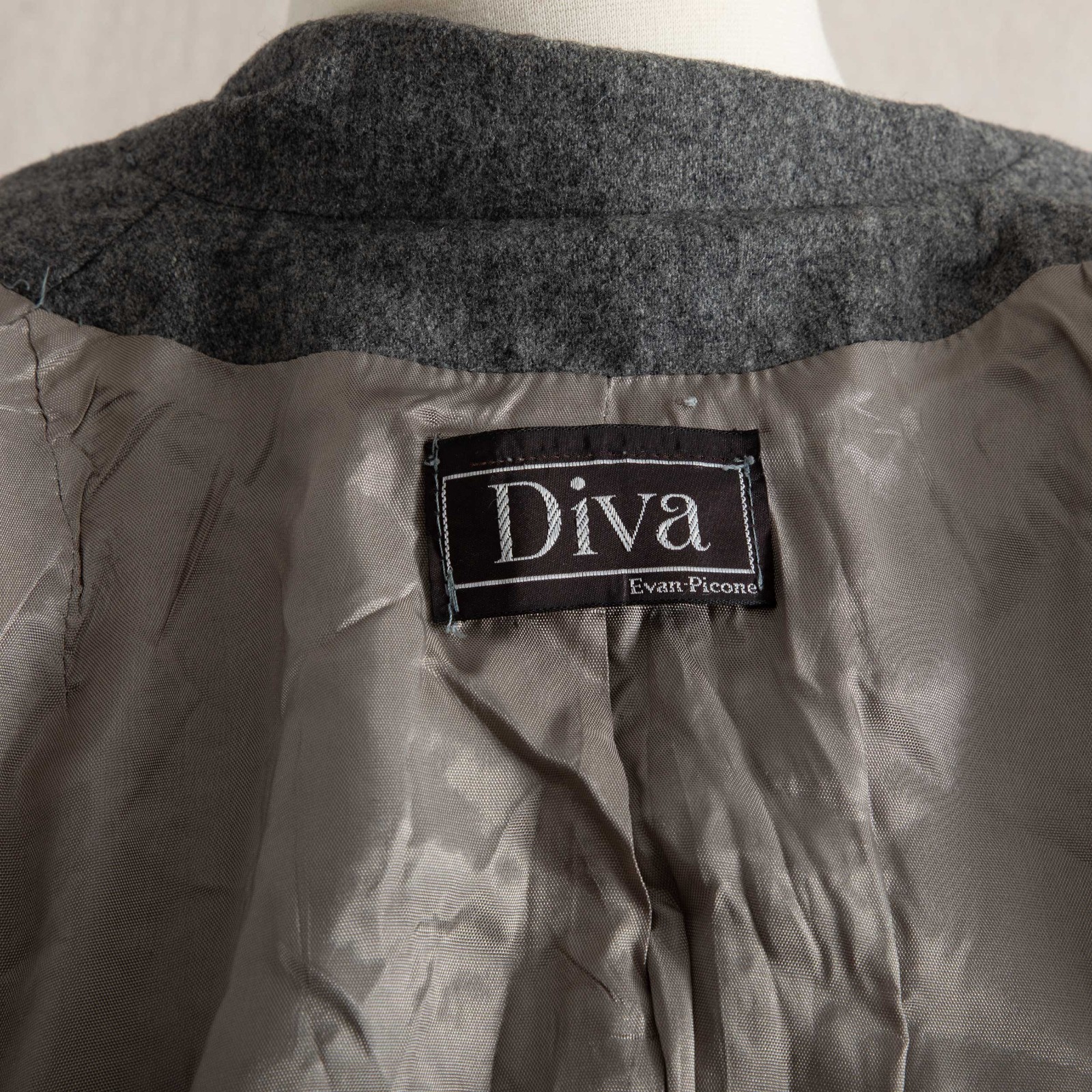 Vintage 70s Diva Evan-Picone Gray Wool Suit Dress Set Blazer Jumper Dress Small