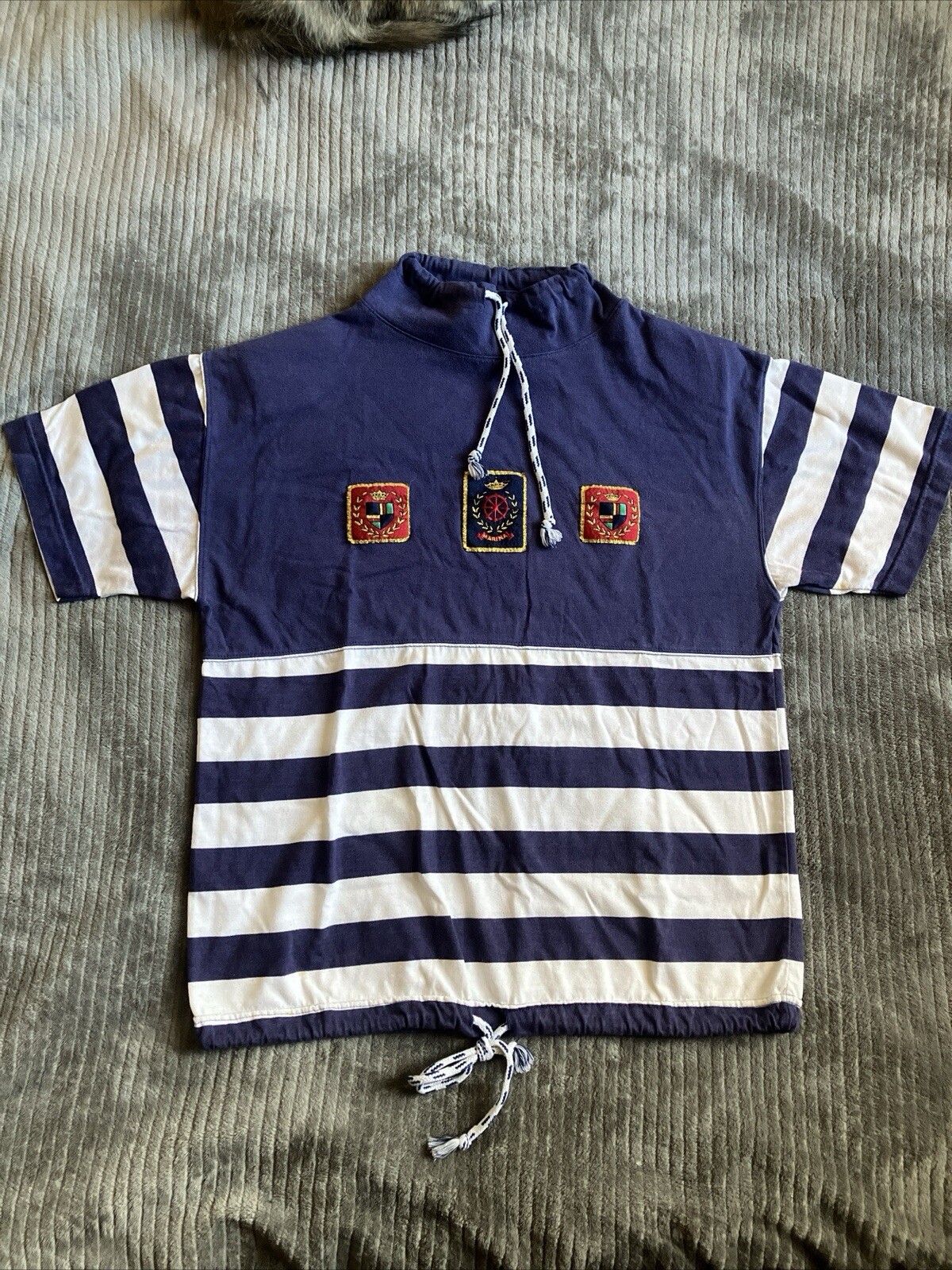 Vintage B.I. Gear Sportswear Nautical Shirt 80s 90s Women’s Small Drawstring