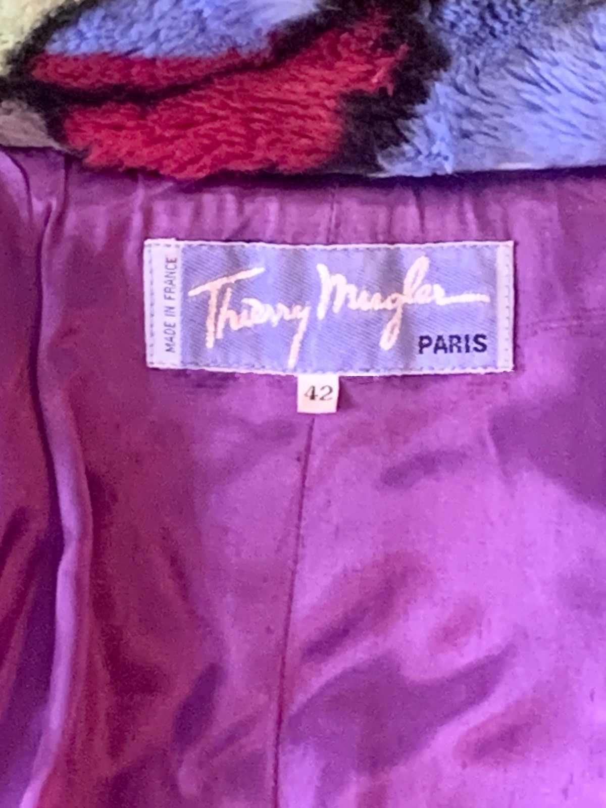THIERRY MUGLER 1985 Faux Fun Fur Coat Jacket Sz 42 Runway Editorial VINTAGE RARE