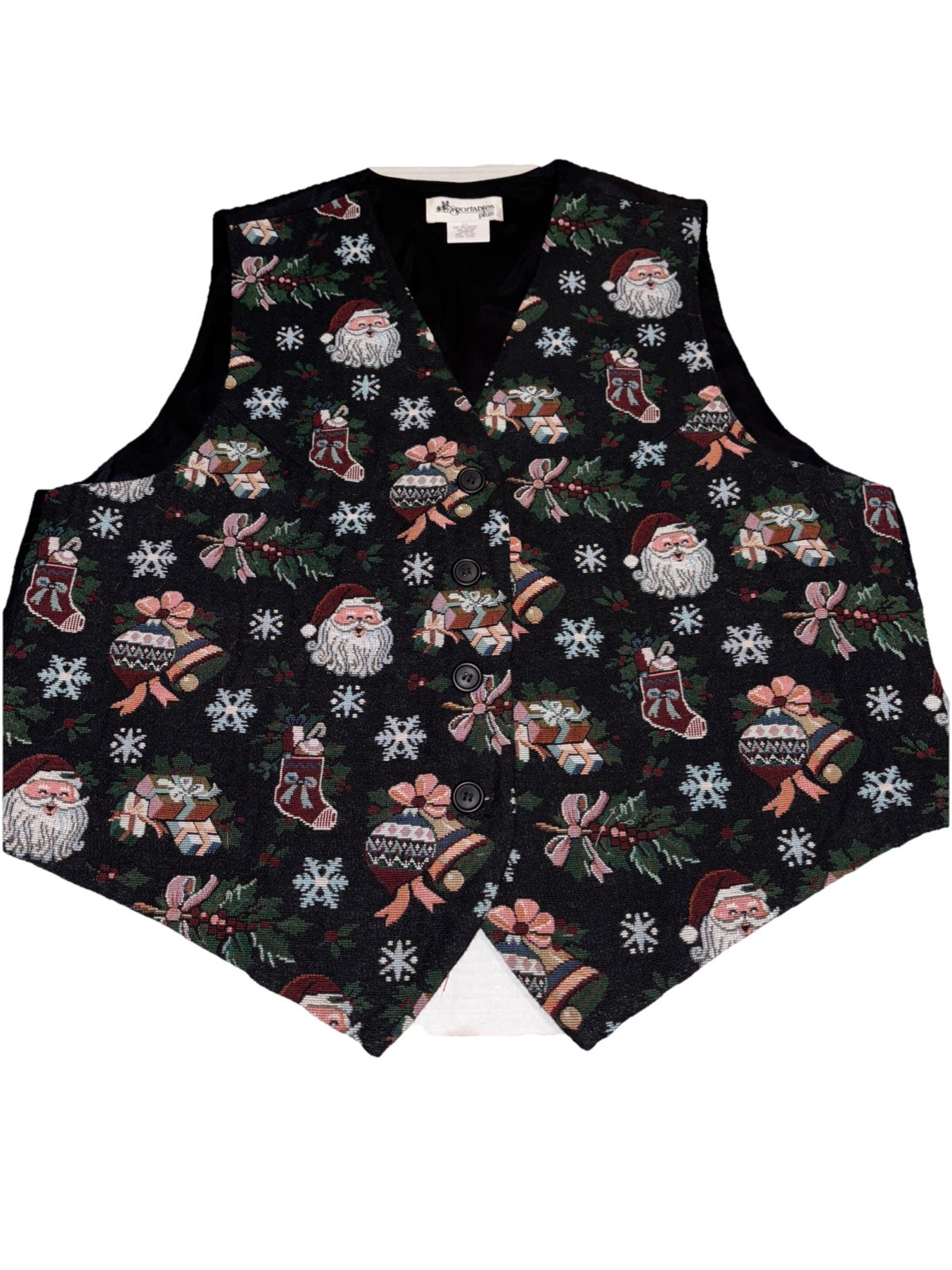 Sportables Plus Vintage Christmas Vest 1x Unisex Ugly Holiday Santa 90s