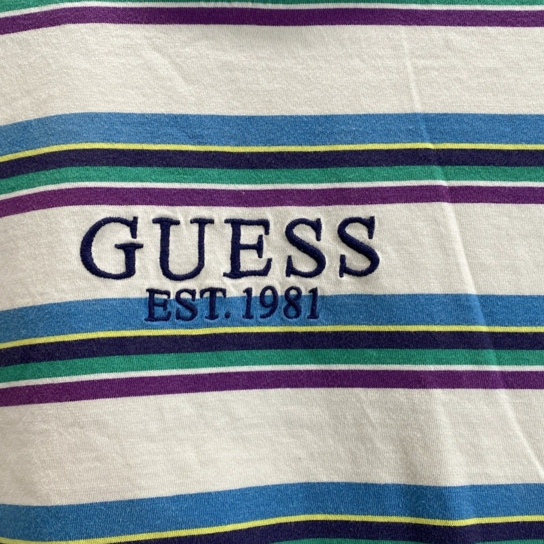 Guess Striped Short Sleeve Shirt Mens Medium 44 Chest