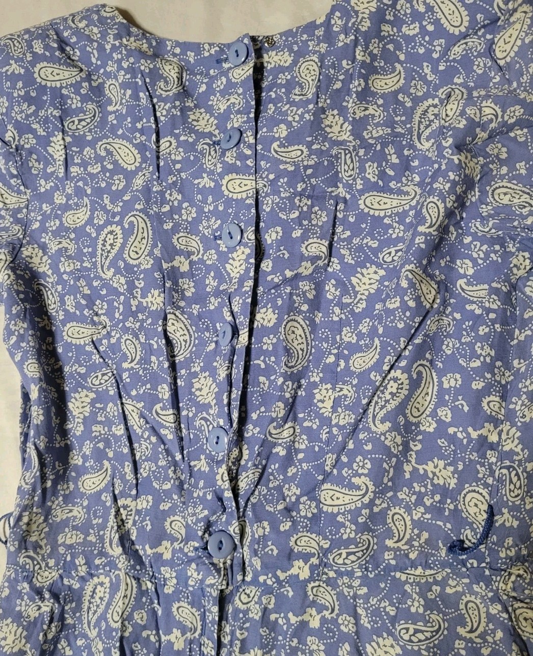Vintage ’80s ED Michaels Dress Size 10 Blue Tea Garden Floral Dress