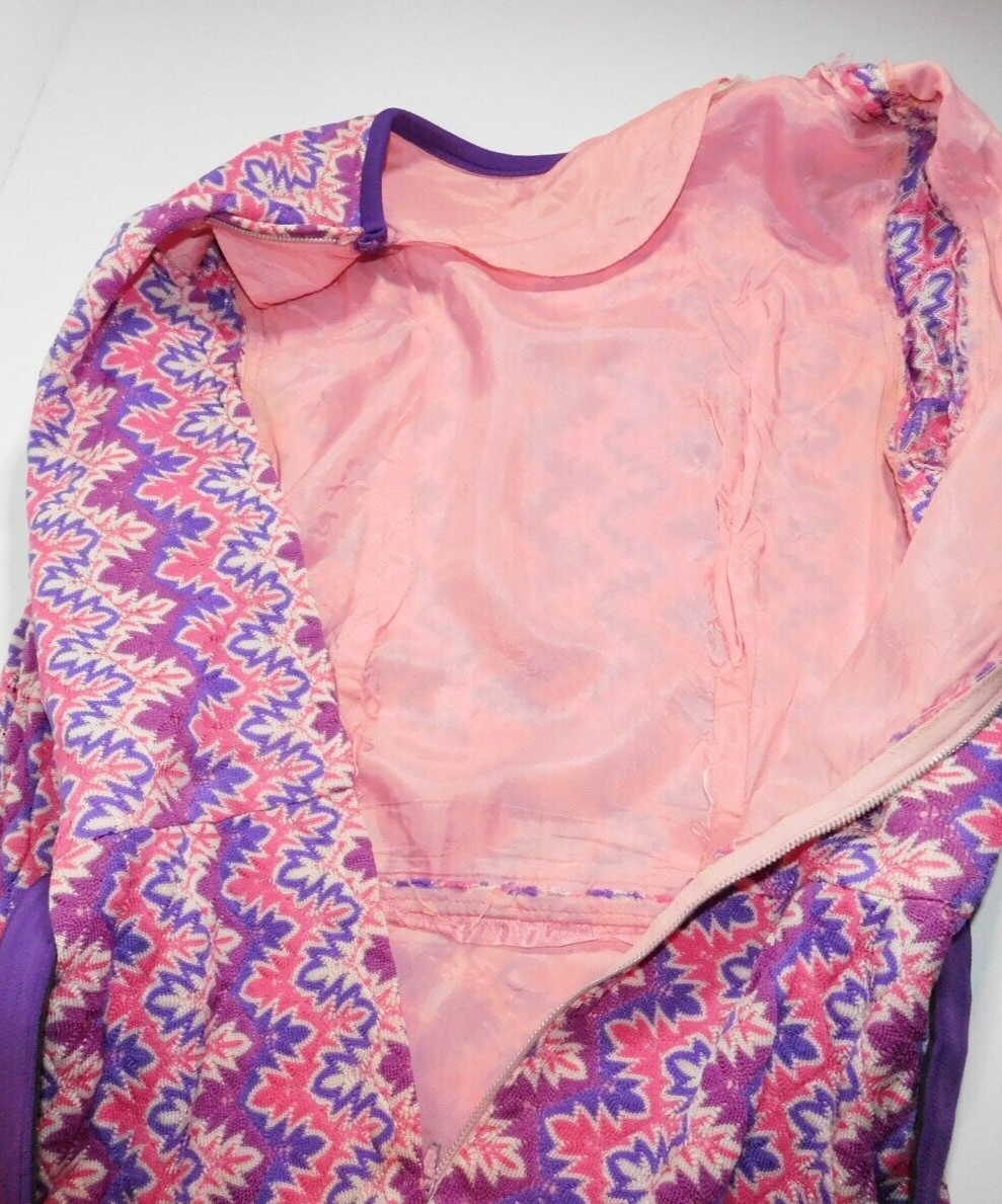 VTG 60’s NU MODE DRESS MOD Pink Purple Bold Psychedelic ZigZag Belt sz S