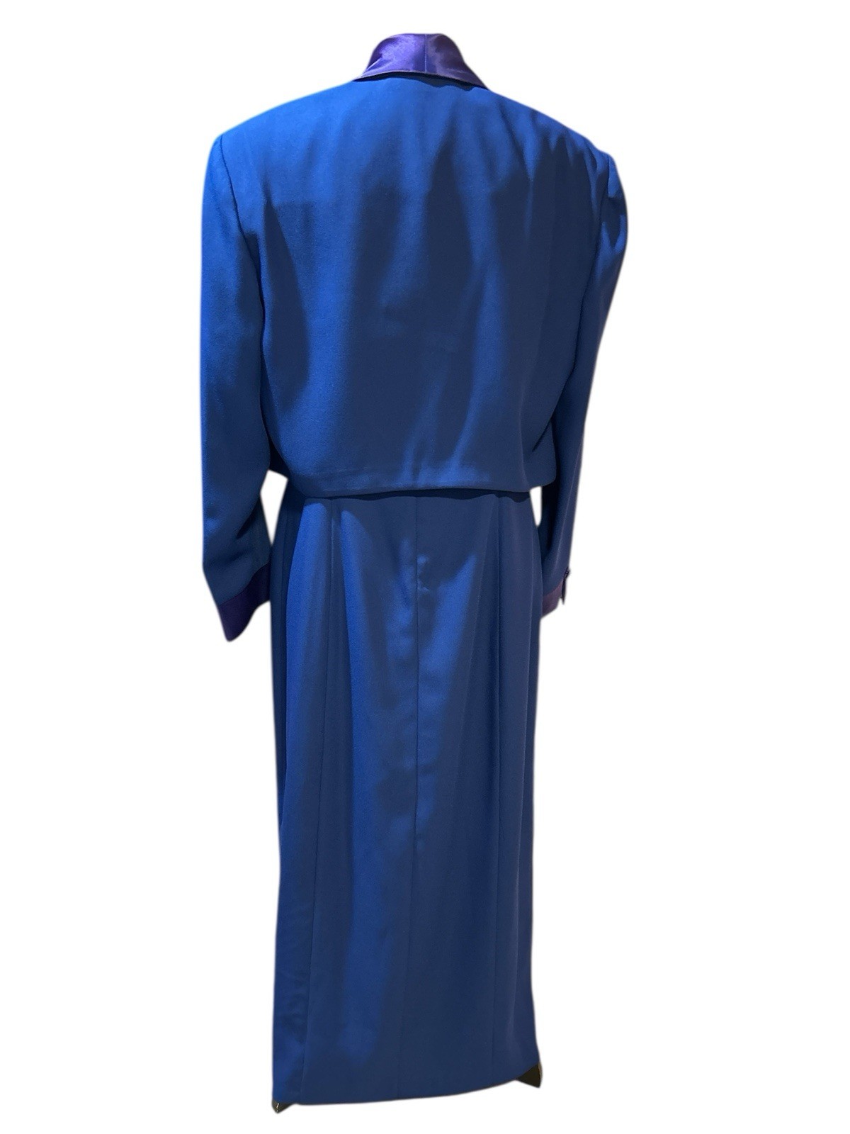 JOSEPH RIBKOFF Formal Long Dress/Jacket Sz 14 Royal Blue, Purple Trim Wedding