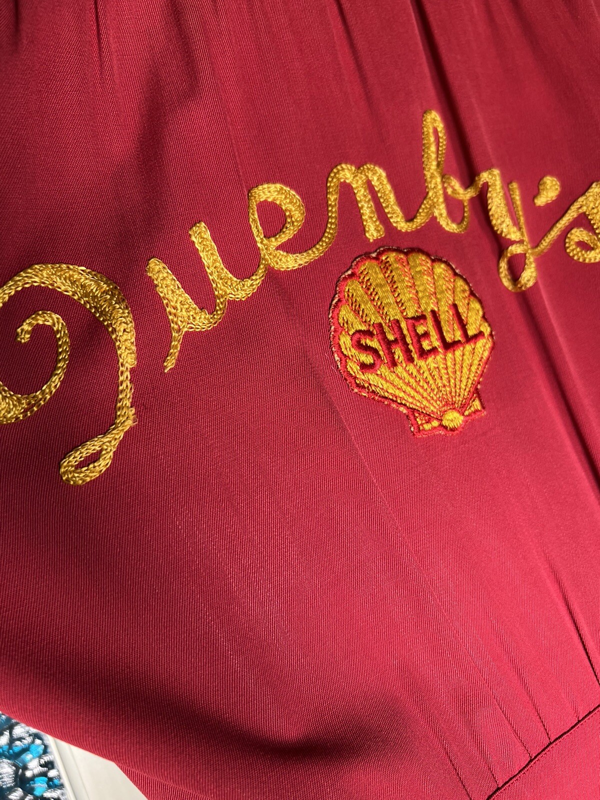 Vintage 40s Shell gasoline Bowling Dress Chainstitch Hot Rod Gabardine RARE Car