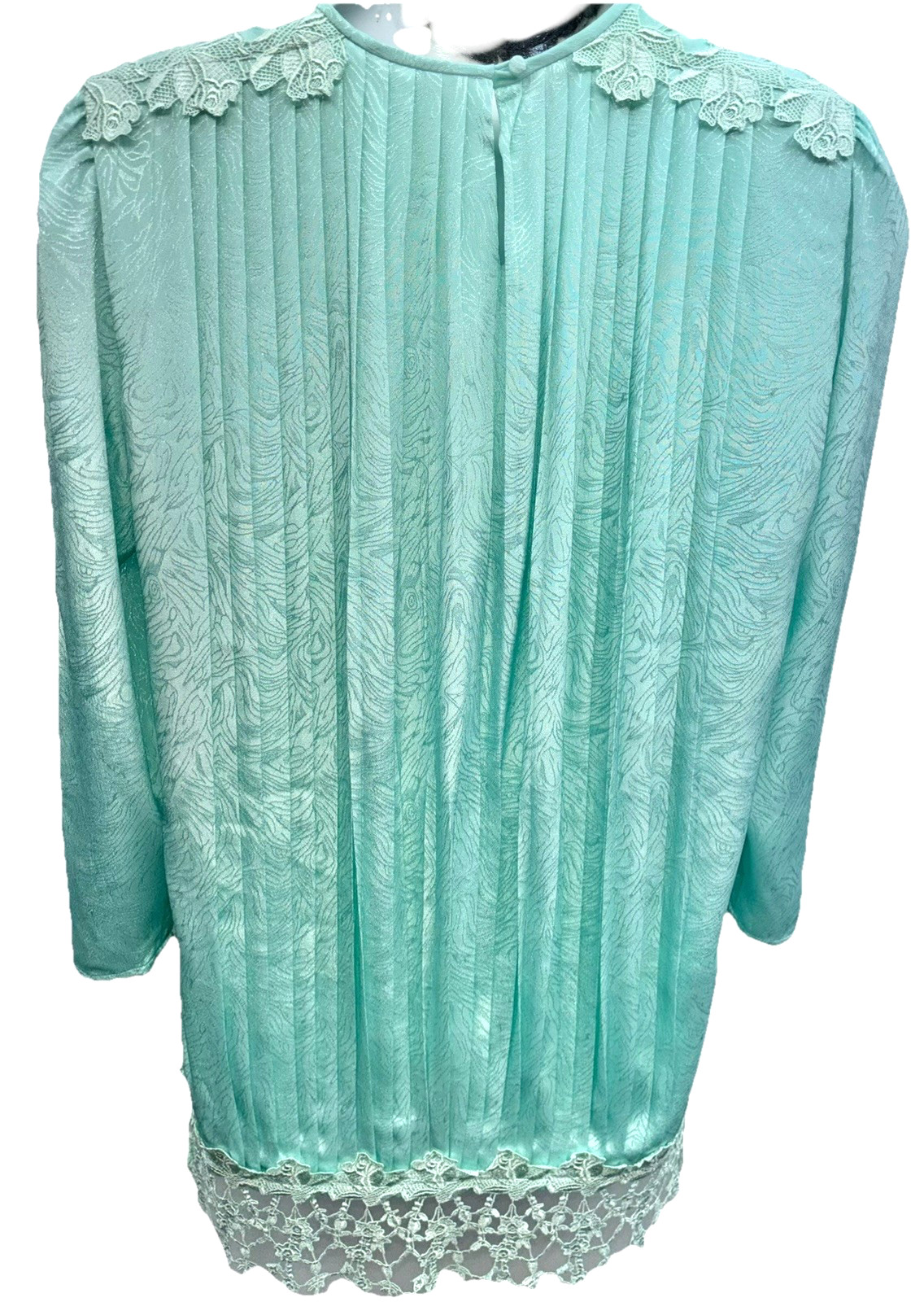 VTG In The Mood Size 12 Button Keyhole Drop Waist Long Sleeve Dress Lace Trim