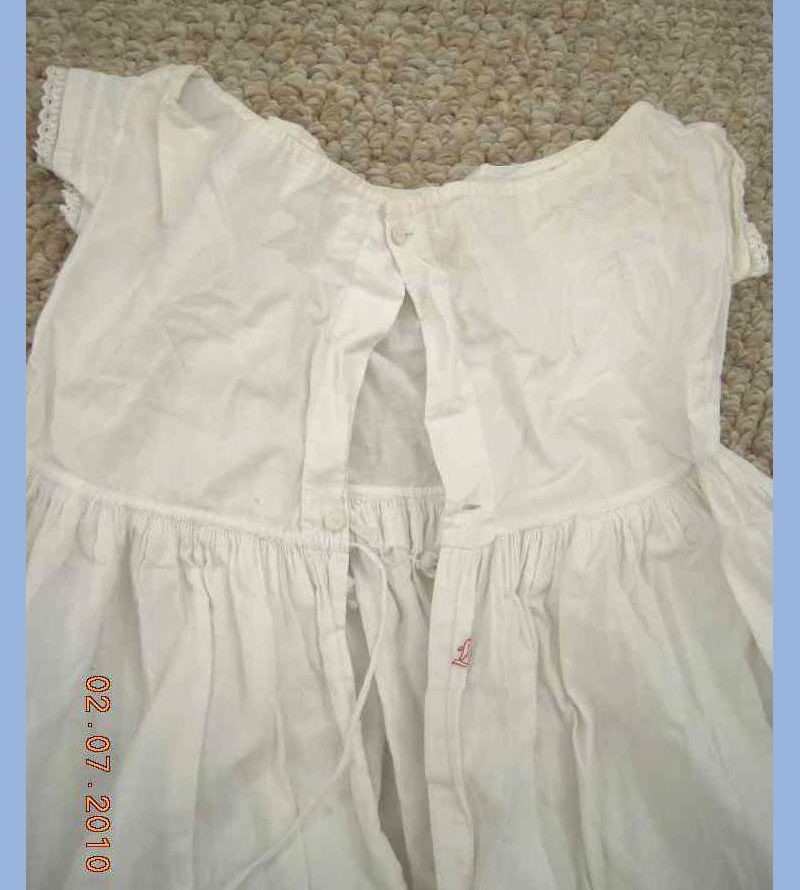 1800s antique VICTORIAN COLONIAL CHILD UNDERGARMENT dress #3 redwork monogram