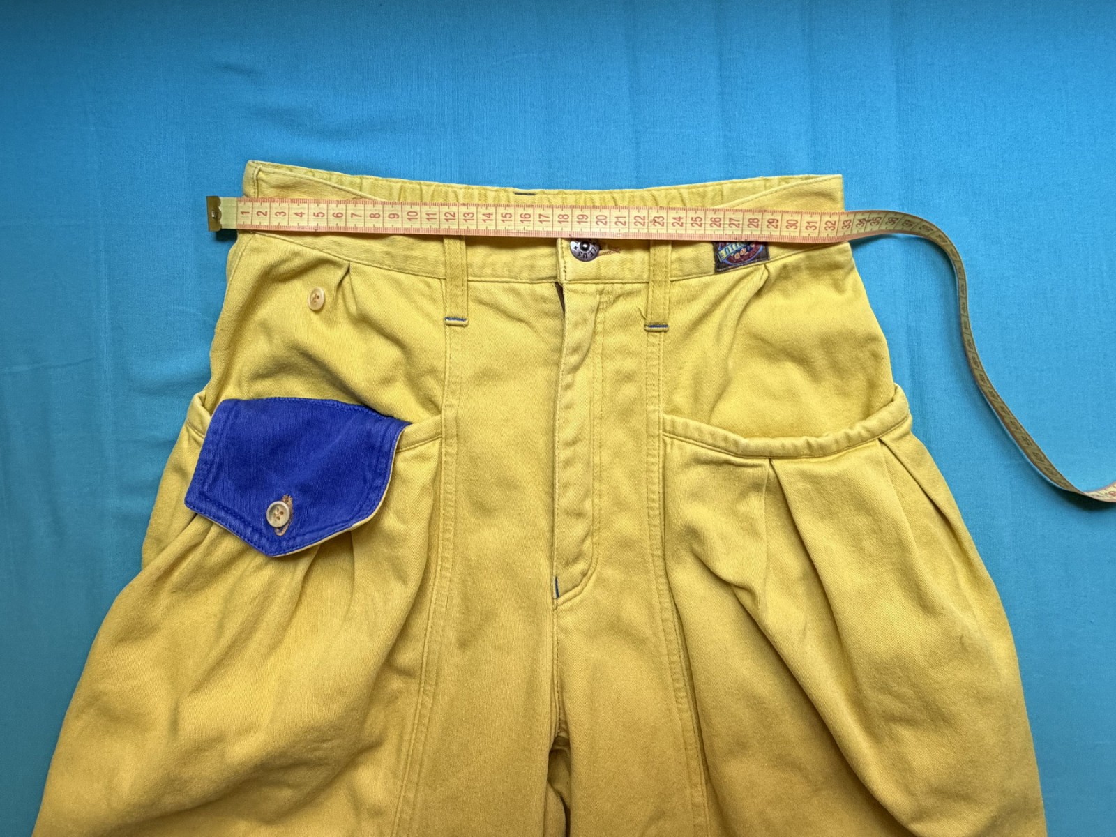 Oilily 1980s Womens Vintage 100% Cotton Balloon Waist Yellow Jeans