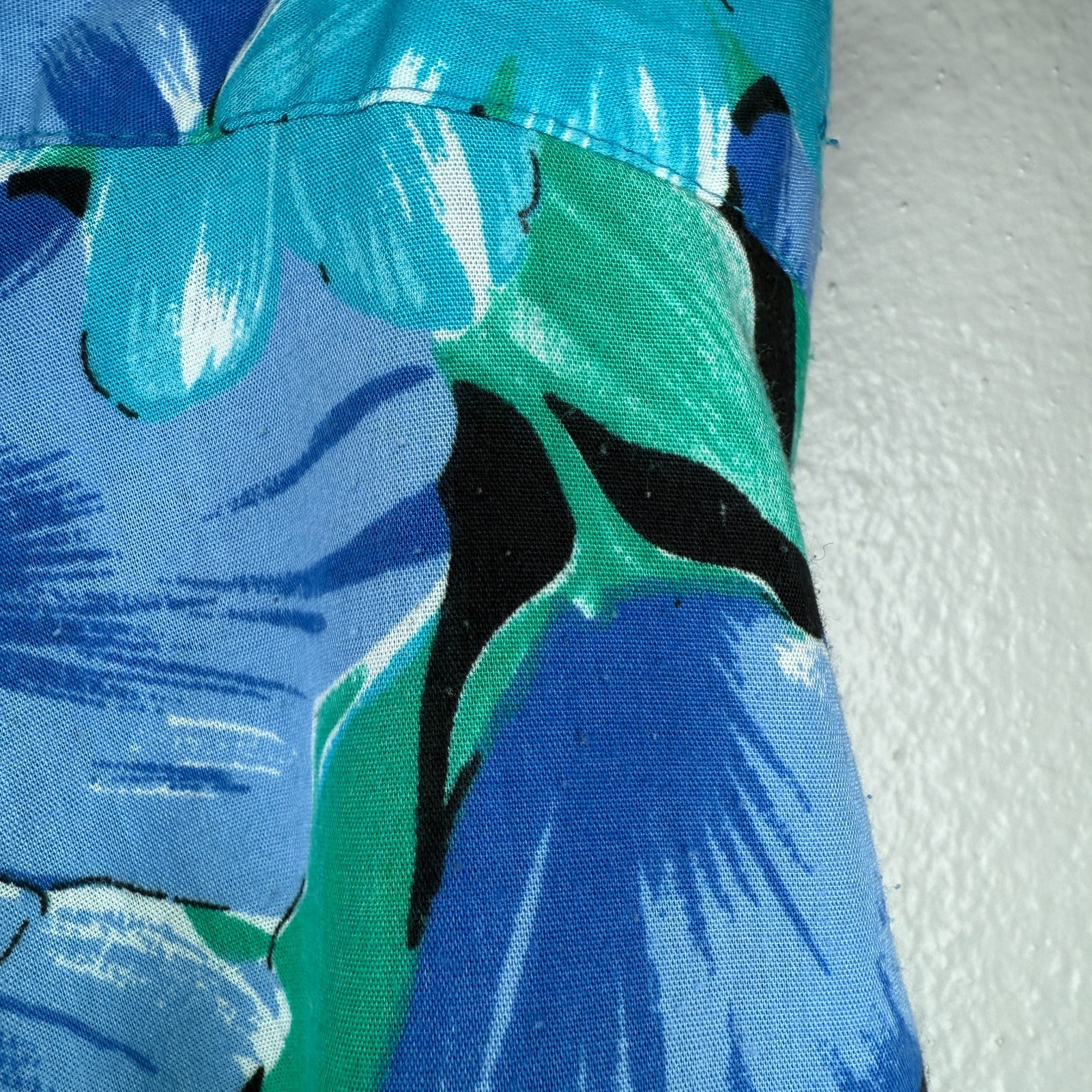 PRICE FIRM Vintage 80s Ilyza Blue Green Tropical Floral A Line Skirt | Size L/XL