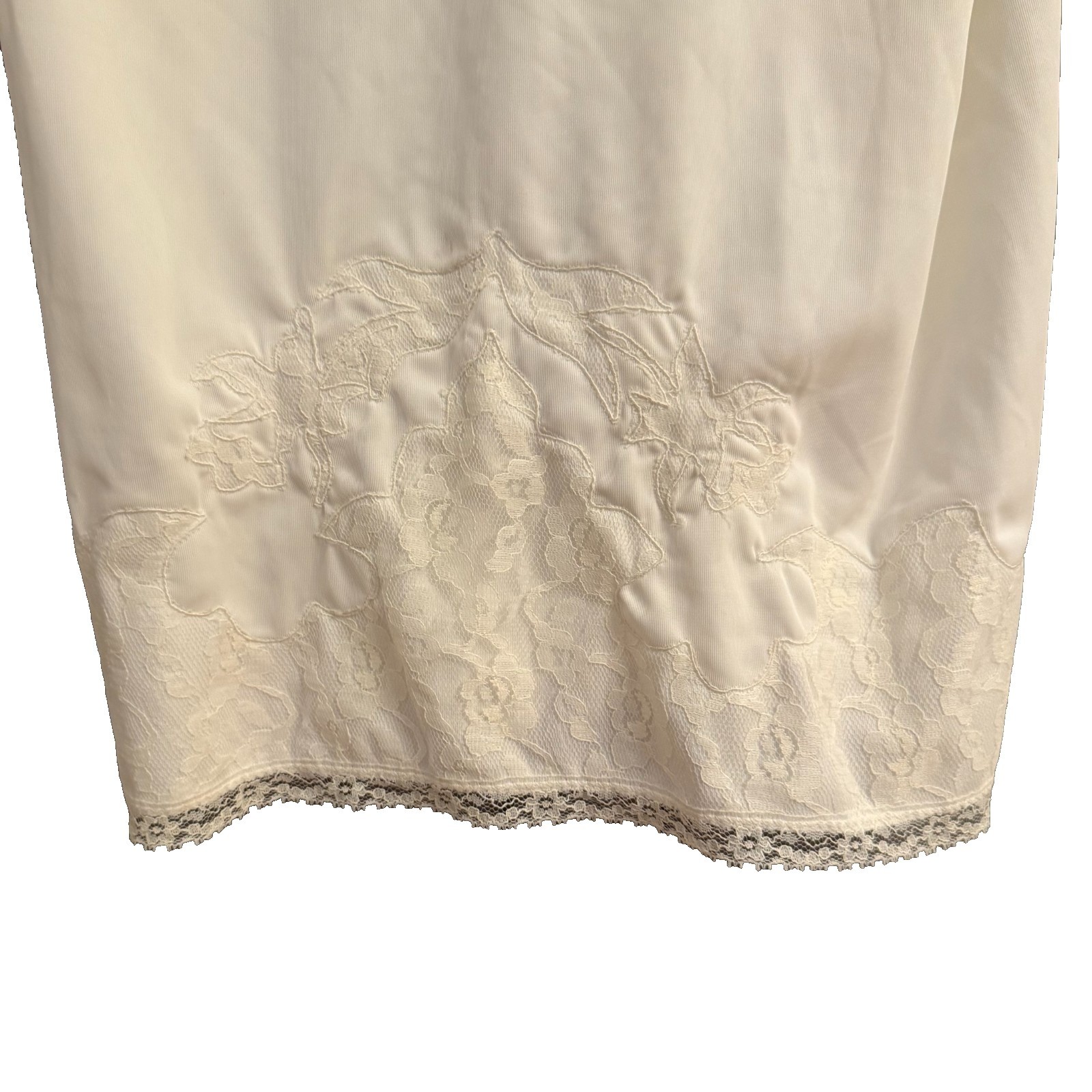 1960s Movie Star Full Slip White Nylon Tricot Lace Trim Sz Large USA