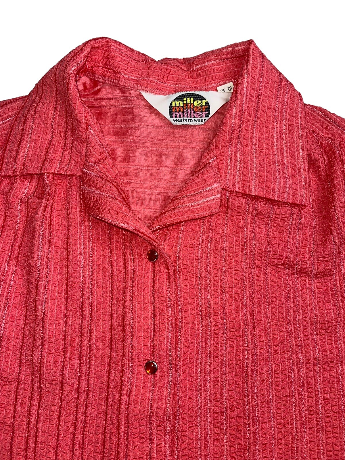 vintage miller western shirt Womens 10 / 32 Coral Polyester Knit Snap