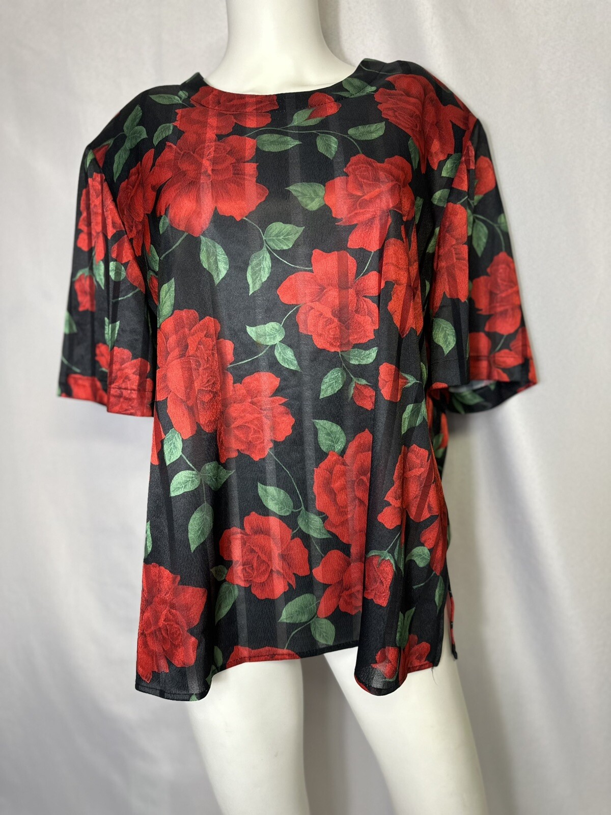 Vintage Top Notch Womens Top Sz 14 Floral Short Sleeve Blouse