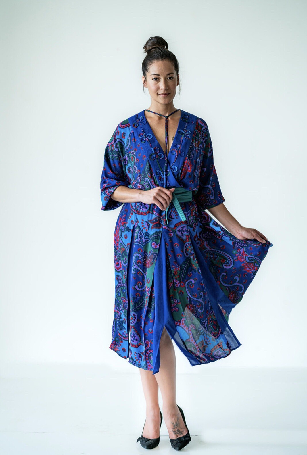 Vintage Georgette 80’s Diane Freis Jewel Toned Floral Paisley Boho Dress