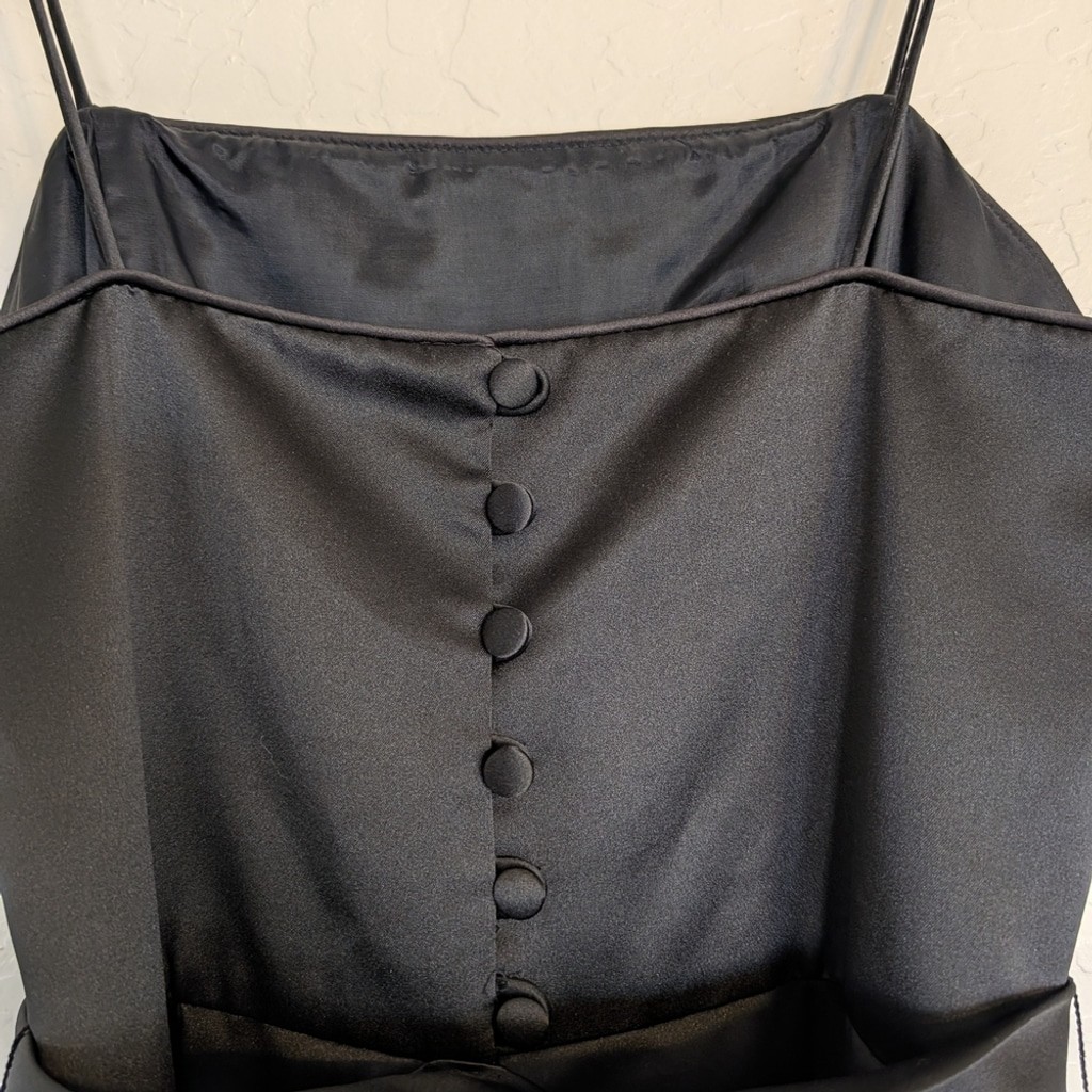 VTG LBD Two Piece Satin Bow Dress Bolero Jacket Cocktail Evening Formal Midi