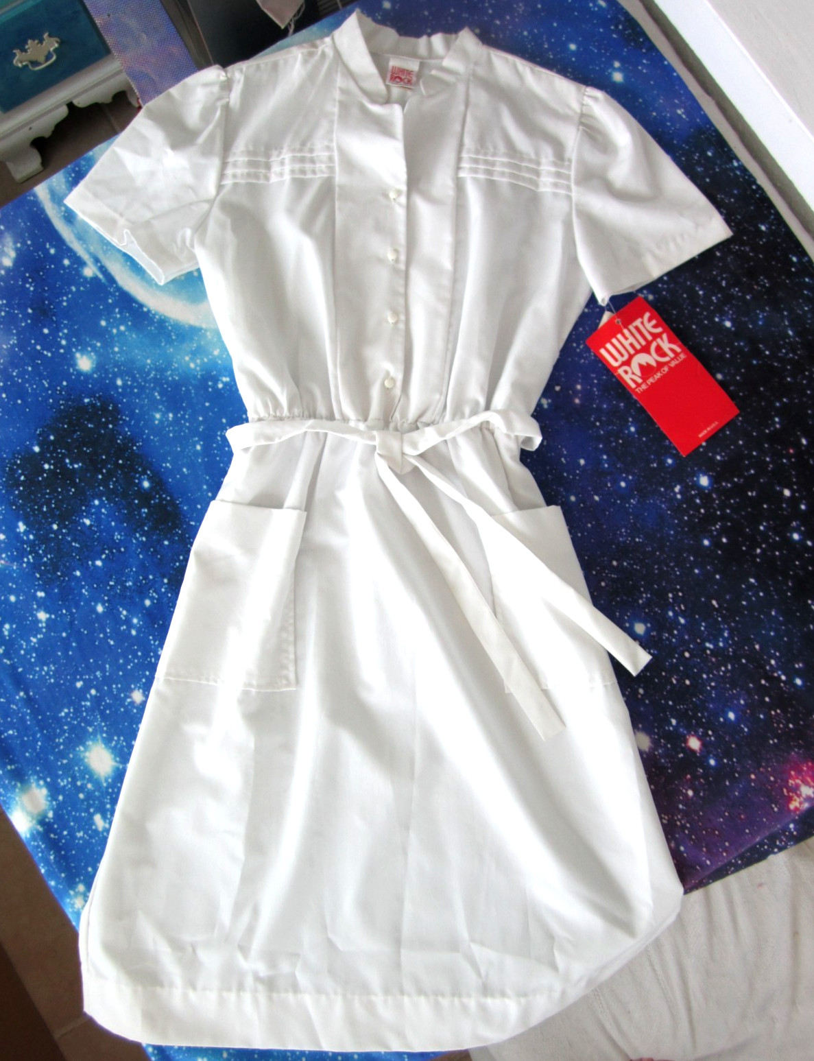 True Vintage 1960s White Rock Uniform Medical Nurse Dress USA Size 15/16 NWT
