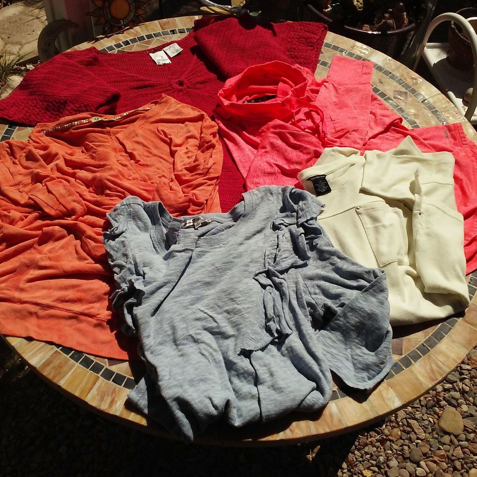 Y2K Bundle-(5) Knit Tops Calvin Seven7 Democracy Roamans (M-XL-1X) Ruffle Thumb