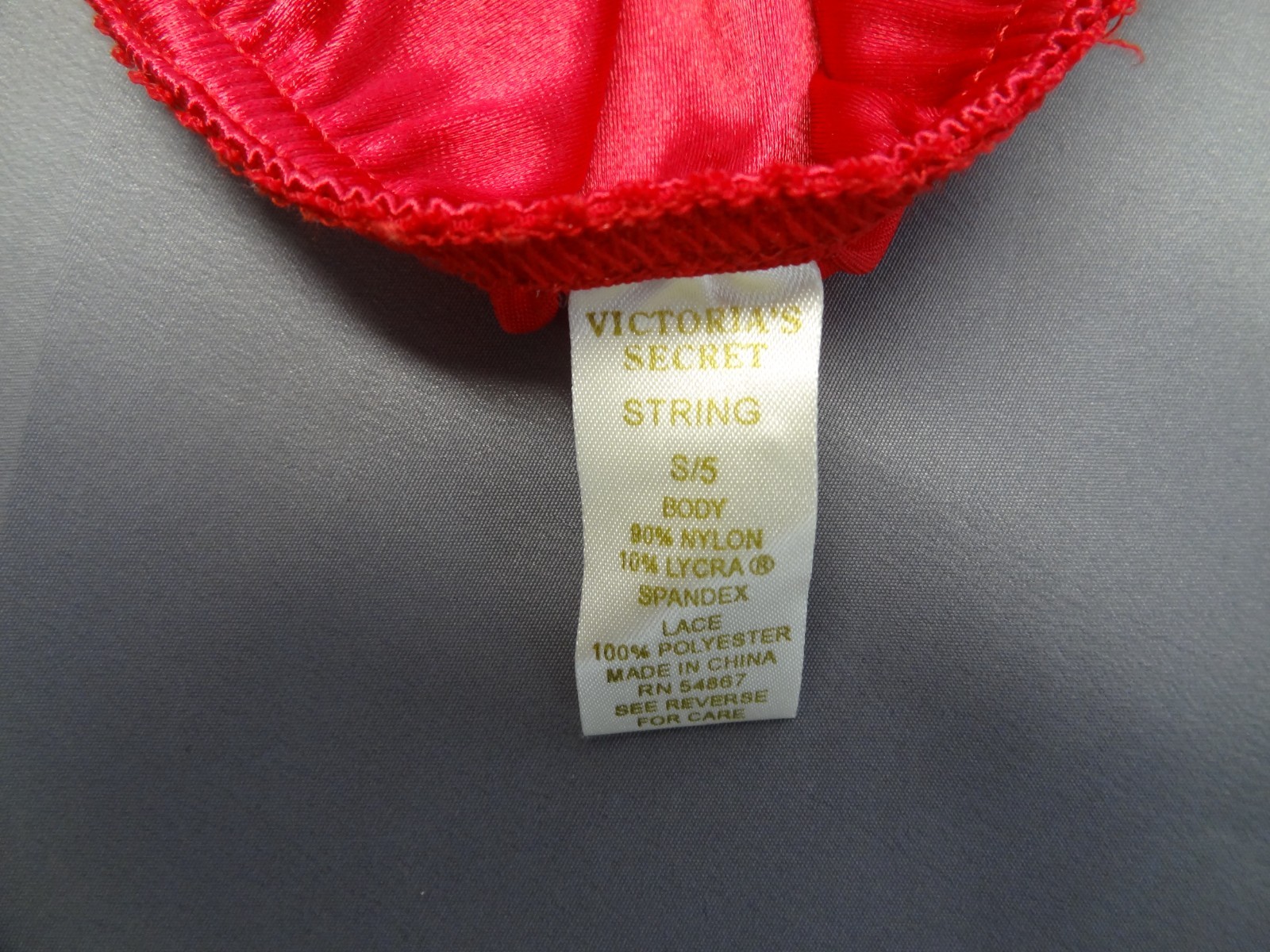 Victoria’s Secret S 5 VTG Satin String Bikini Nylon Stretch Lace 80s Gold Label