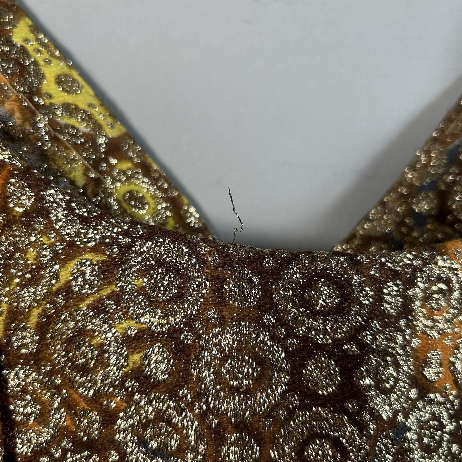 VTG 60s/70s Floral Orange Gold Hippie Psychedelic Long Maxi Dress Hand Made Sz M
