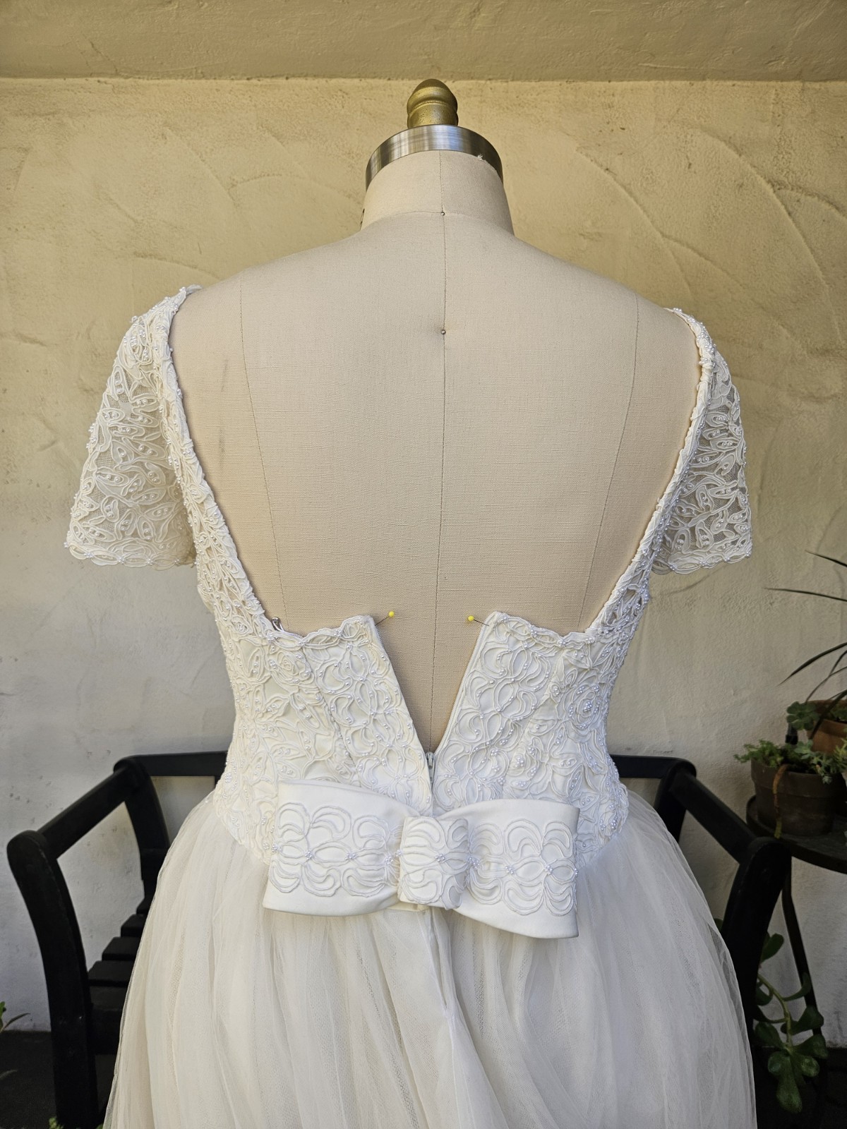 Vintage 90s-y2k Wedding Dress Ballgown Tulle Plus Size 16/18 Sleeves Lace Bridal