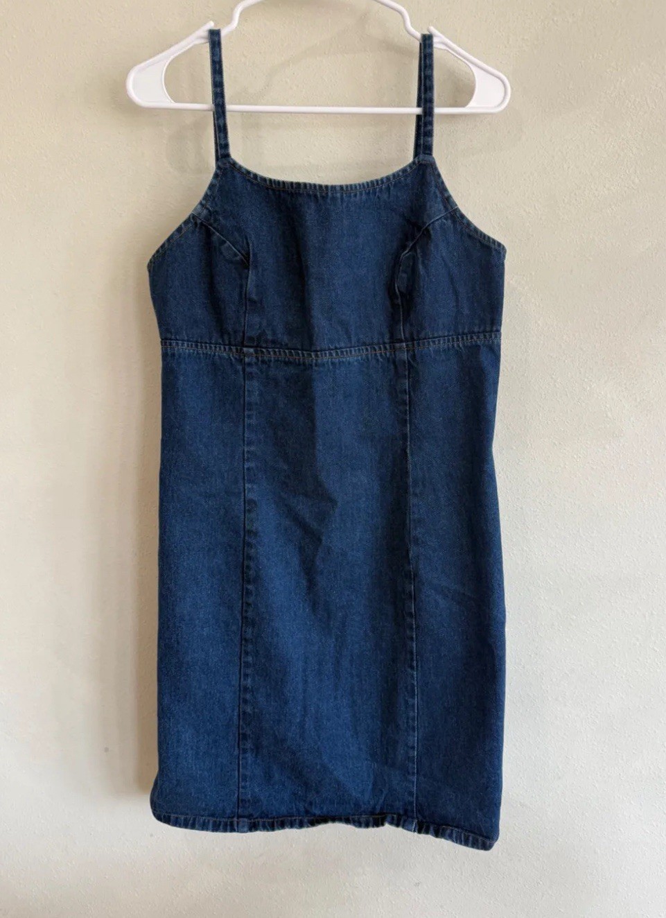 Vtg Vintage Forenza Denim Jumper Dress Women’s 12 Blue Jean Straps Summer Y2K