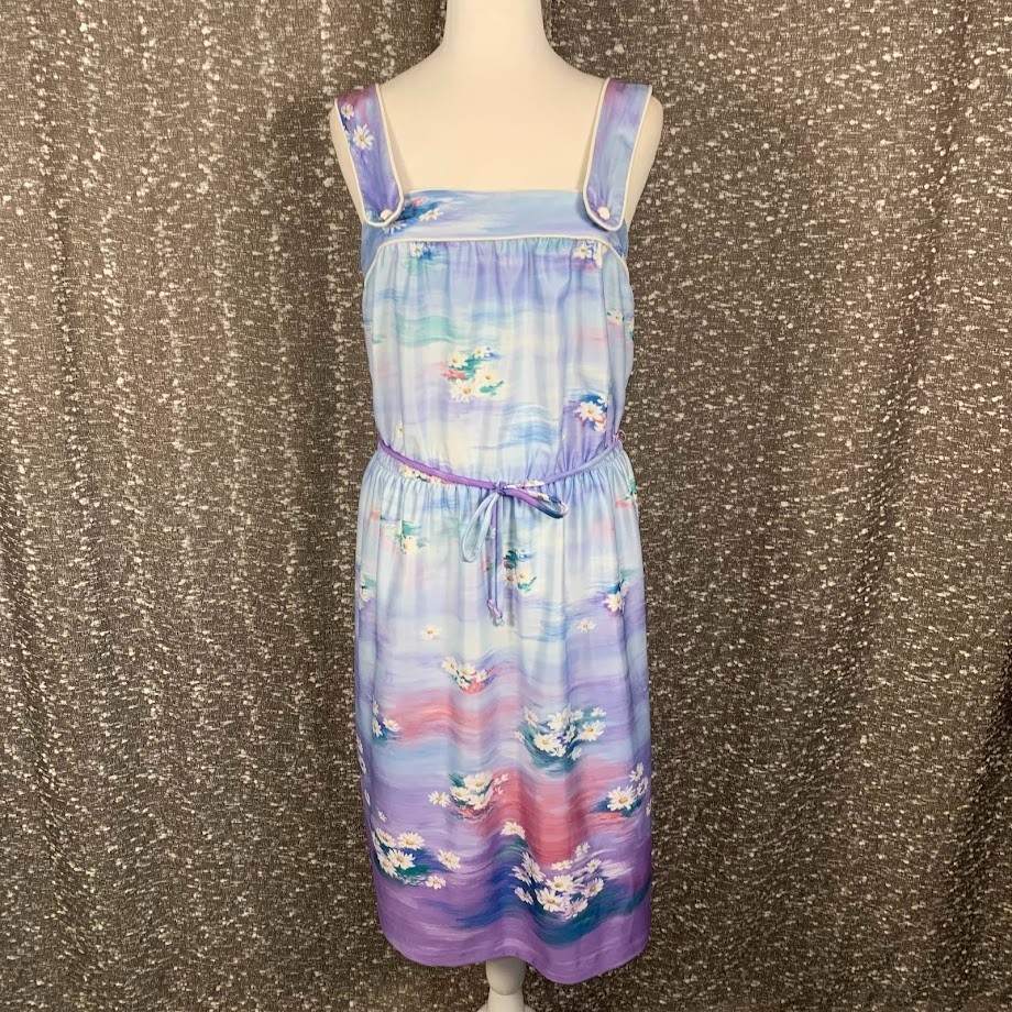 Vintage Sears The Fashion Place Watercolor Floral Dress Union Made Women’s 10