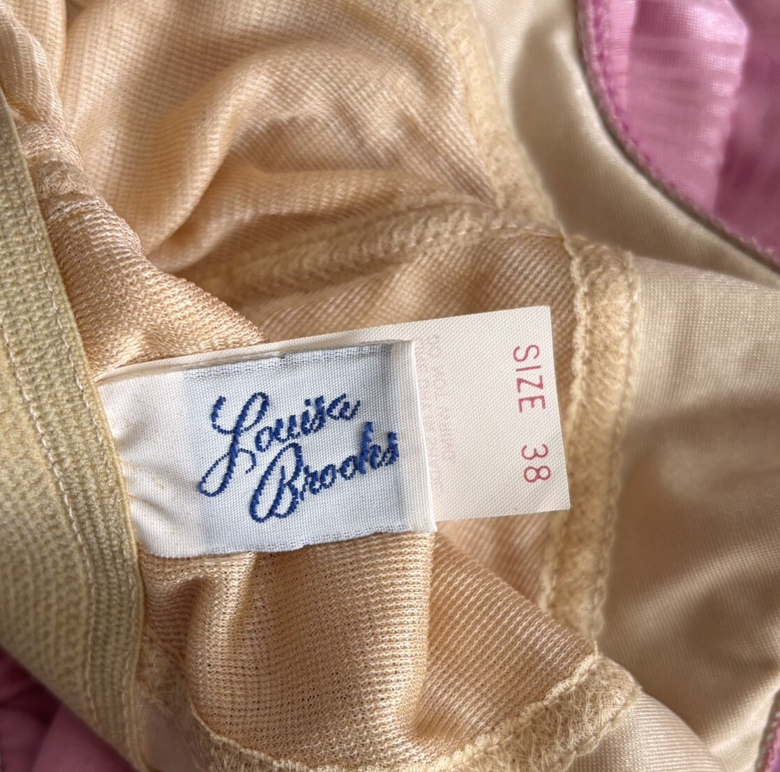 VINTAGE Louisa Brooks 1 Piece Retro Swim Dress Size 38 L/XL Pink Shelf Bra