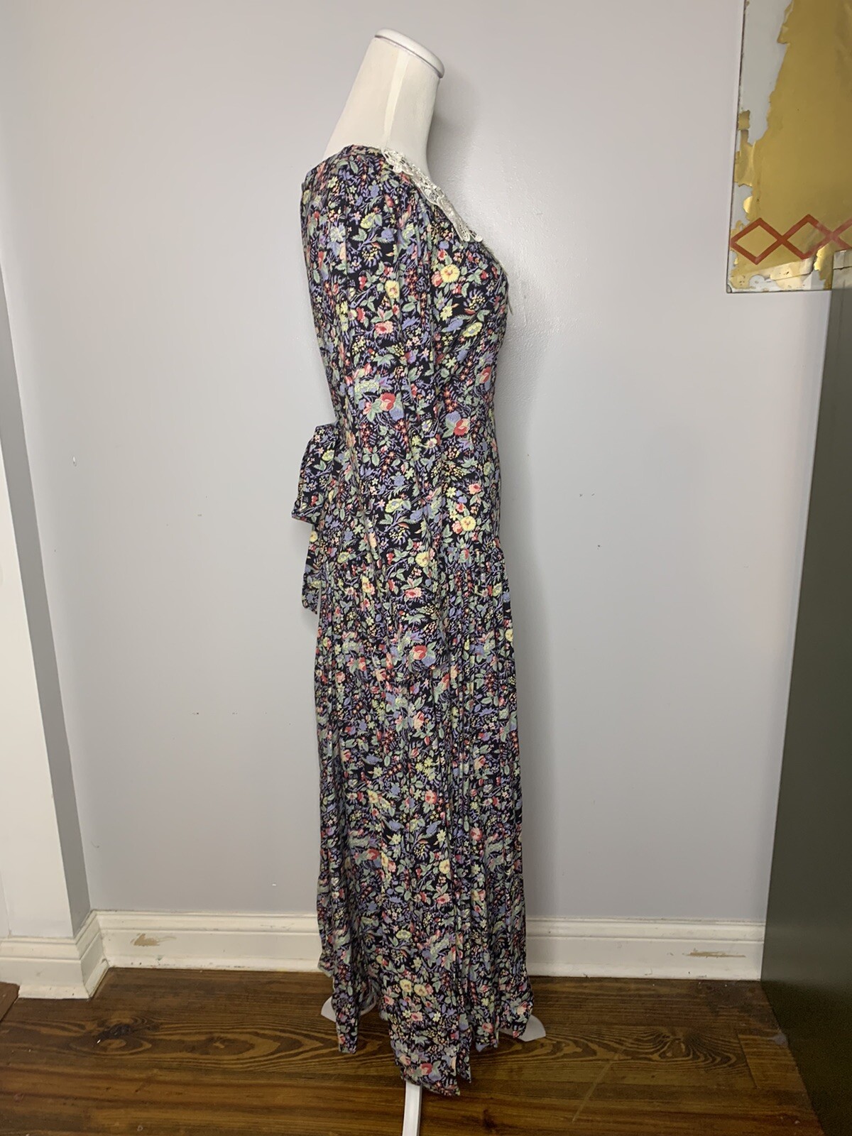 Vintage Dress Misty Lane Floral Lace Long 1990s Size 9/10