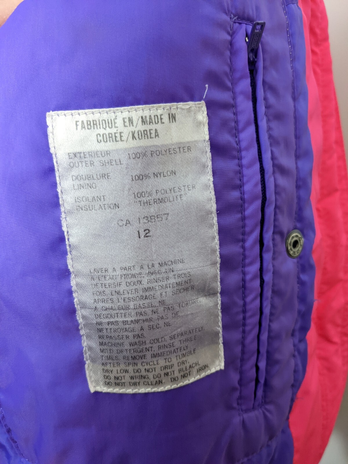 Vintage Coltech Women’s Ski/Snowboard Coat Neon Pink Multicolor 80’s 90’s sz 12