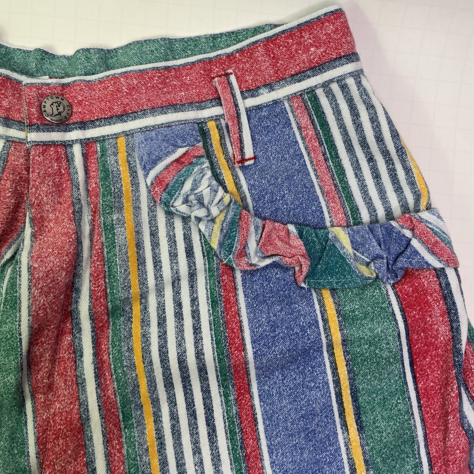 Vintage Camptown Club Original Hot Pants Shorts Striped Ruffle Junior Size 15/16