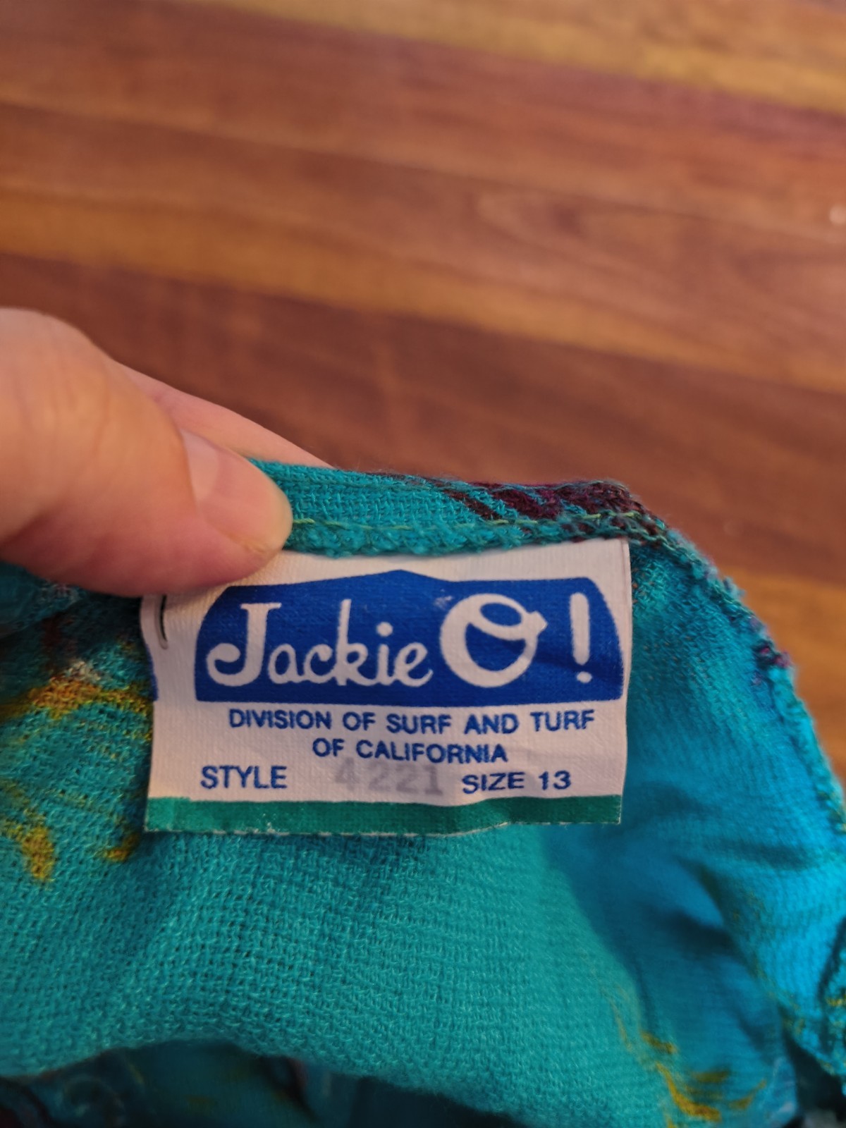 Vintage Jackie O Bright Beachy Teal Dress 1970s Size 13