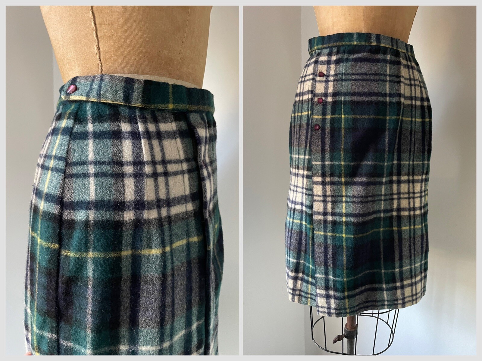 Vintage 1960’s Plaid Tartan Skirt Century Of Boston Preppy Wrap Skirt XS